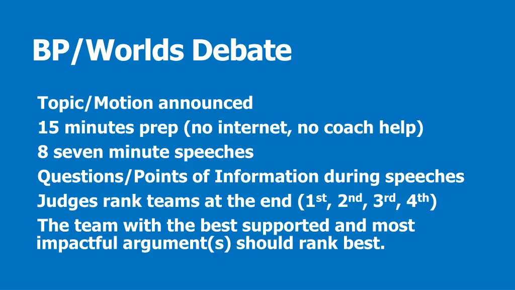 bp worlds debate