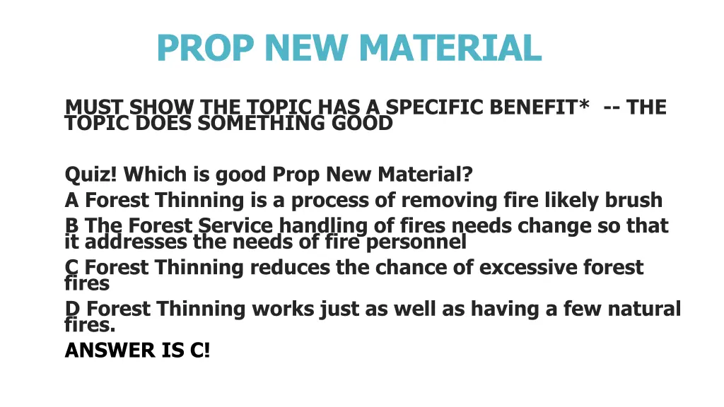 prop new material