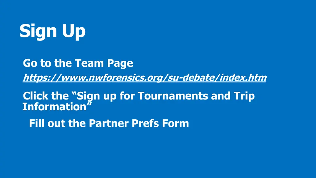 sign up