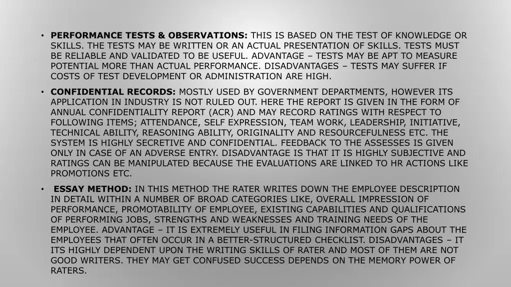 performance tests observations this is based