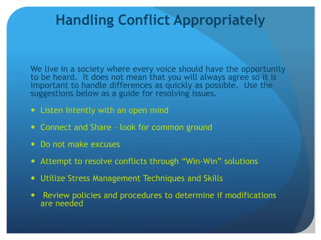 handling conflict appropriately