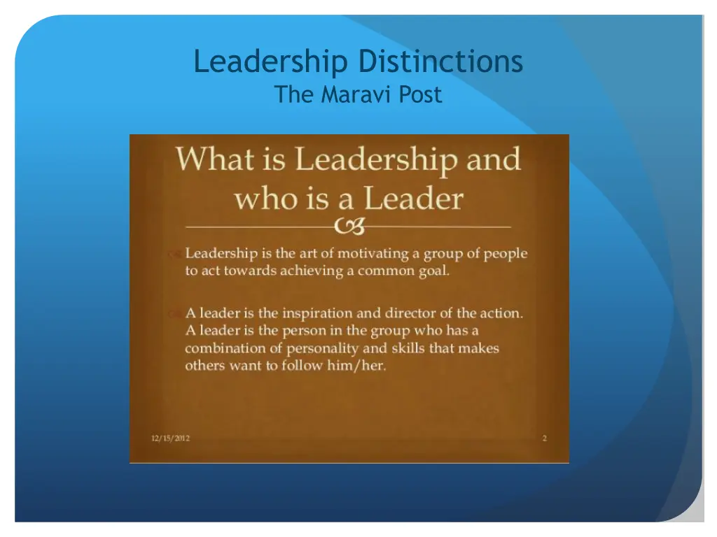 leadership distinctions the maravi post