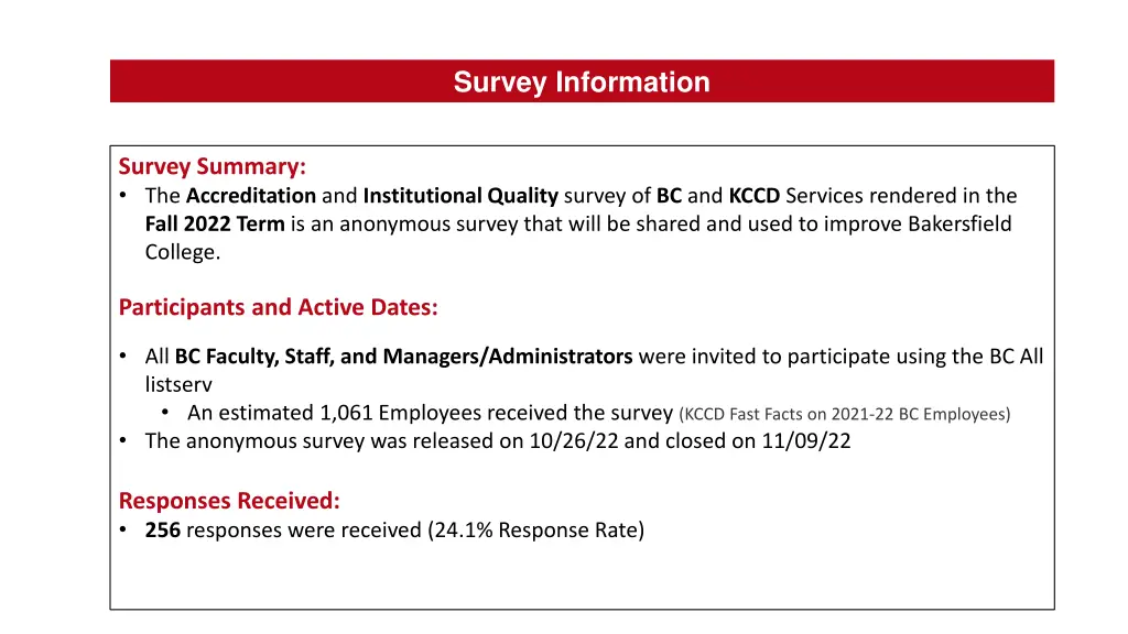 survey information