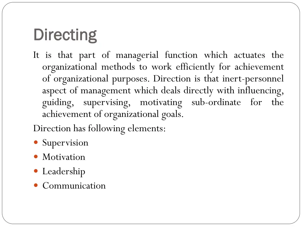directing directing it is that part of managerial