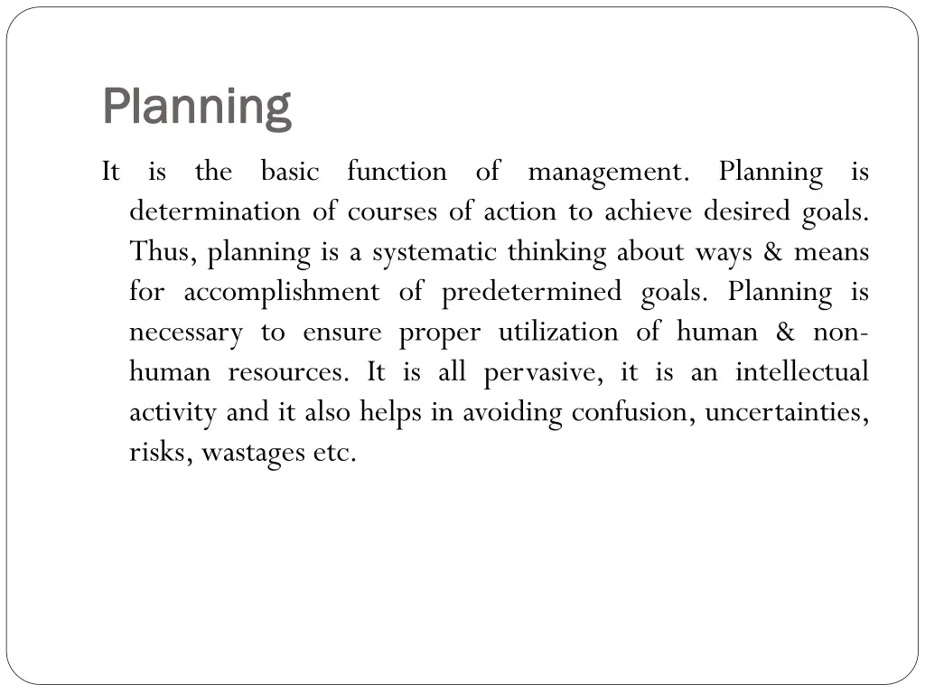 planning planning