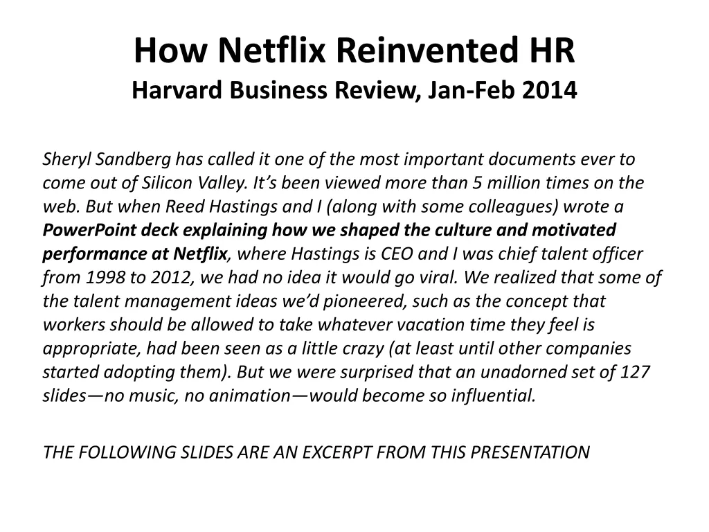 how netflix reinvented hr harvard business review