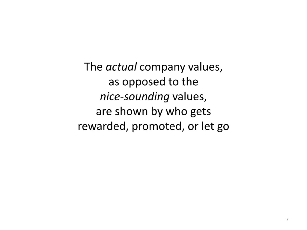 the actual company values as opposed to the nice