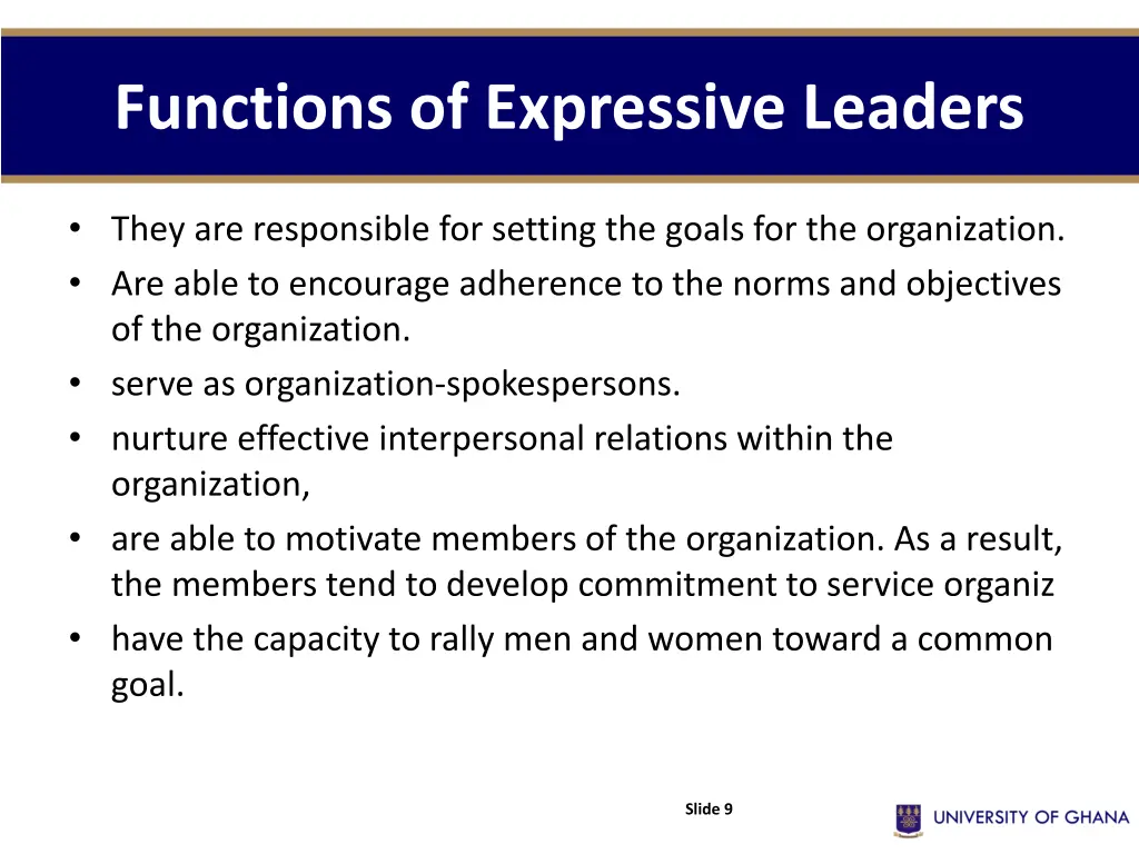 functions of expressive leaders