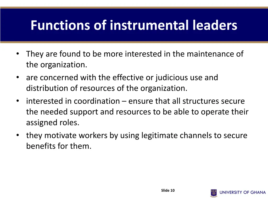 functions of instrumental leaders