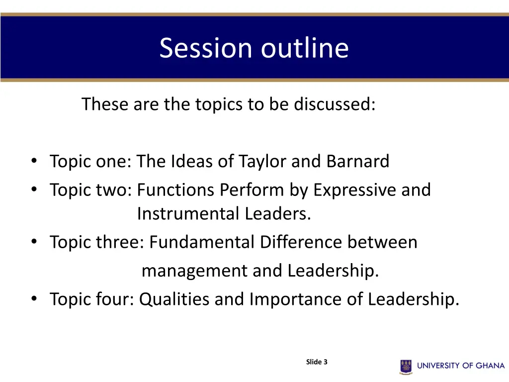 session outline