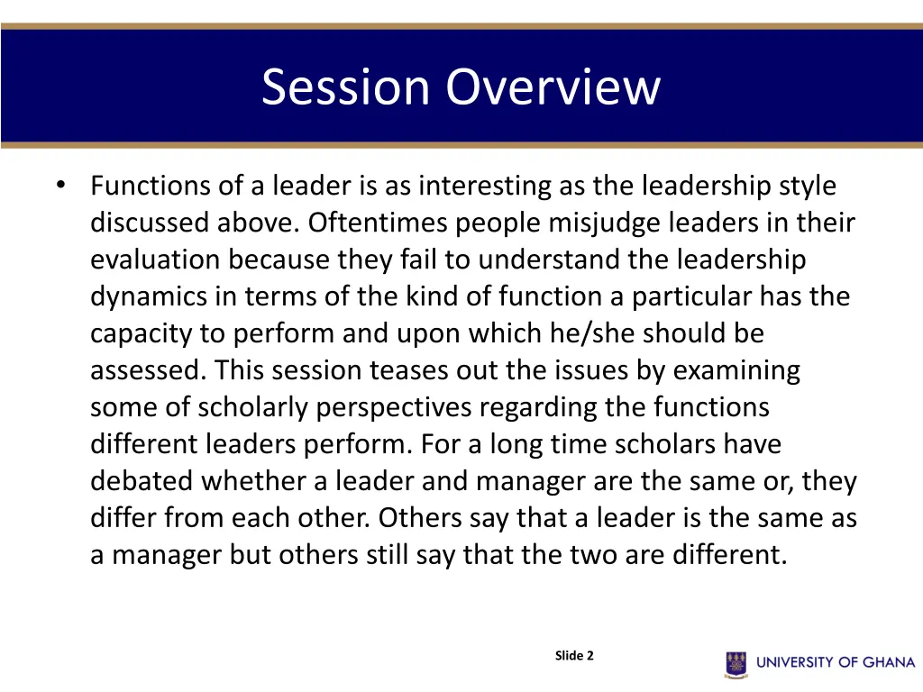 session overview