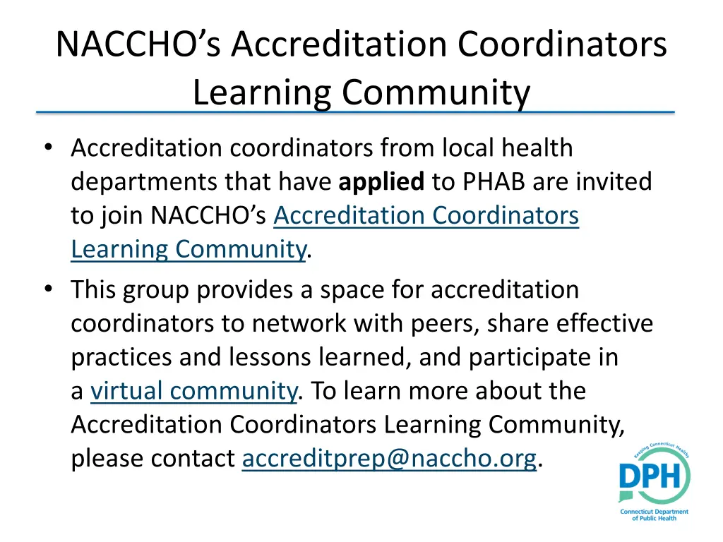 naccho s accreditation coordinators learning