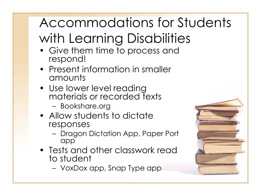 accommodations for students with learning