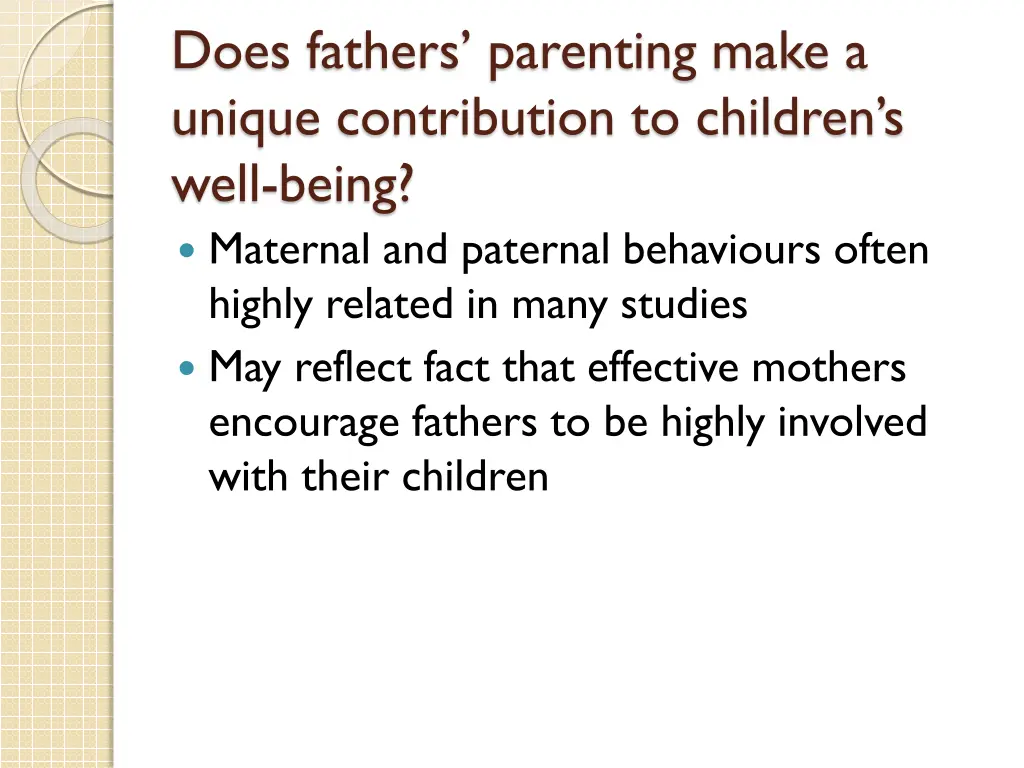does fathers parenting make a unique contribution