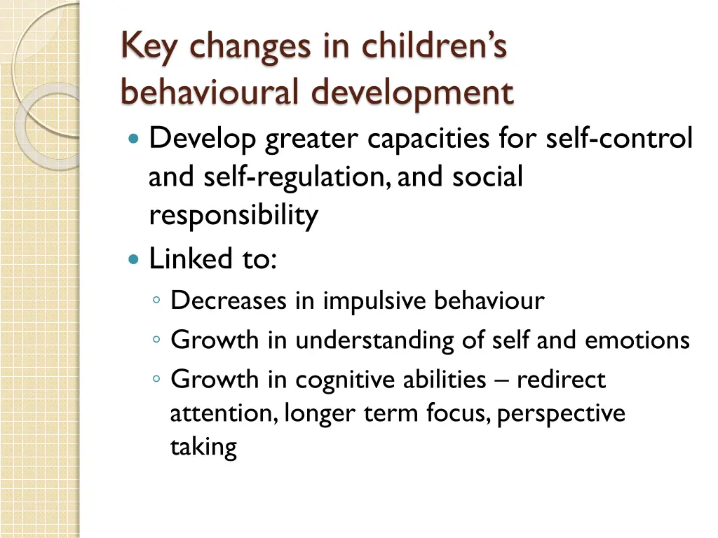 key changes in children s behavioural development