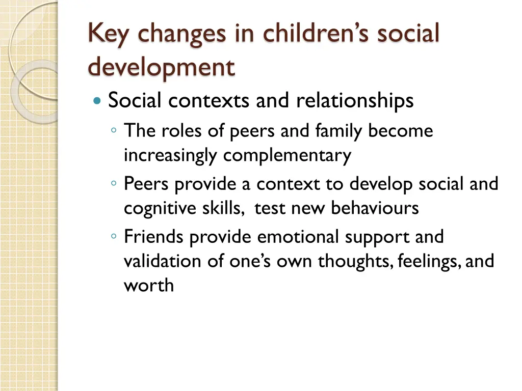 key changes in children s social development