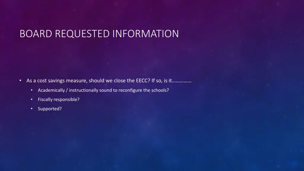 board requested information