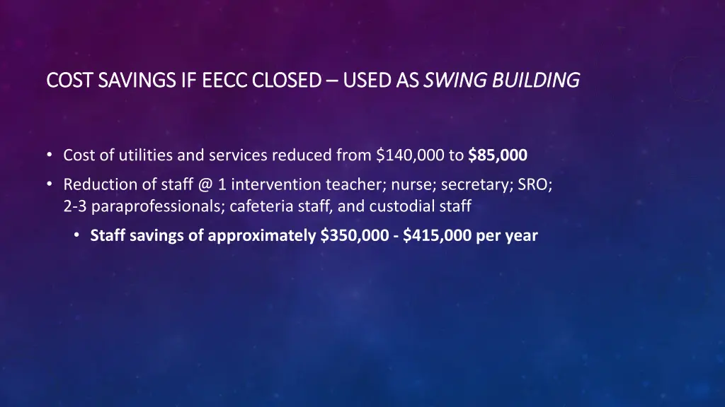 cost savings if cost savings if eecc