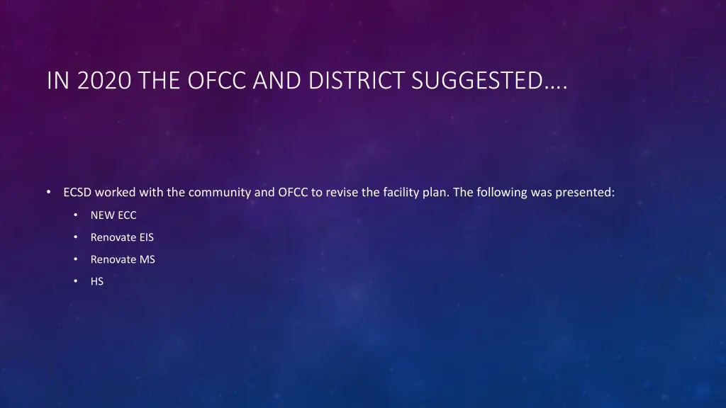 in 2020 the ofcc and district suggested