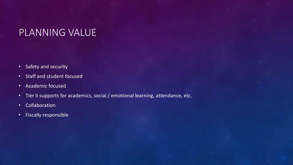 planning value