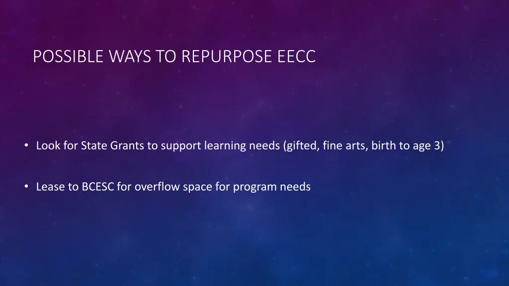 possible ways to repurpose eecc
