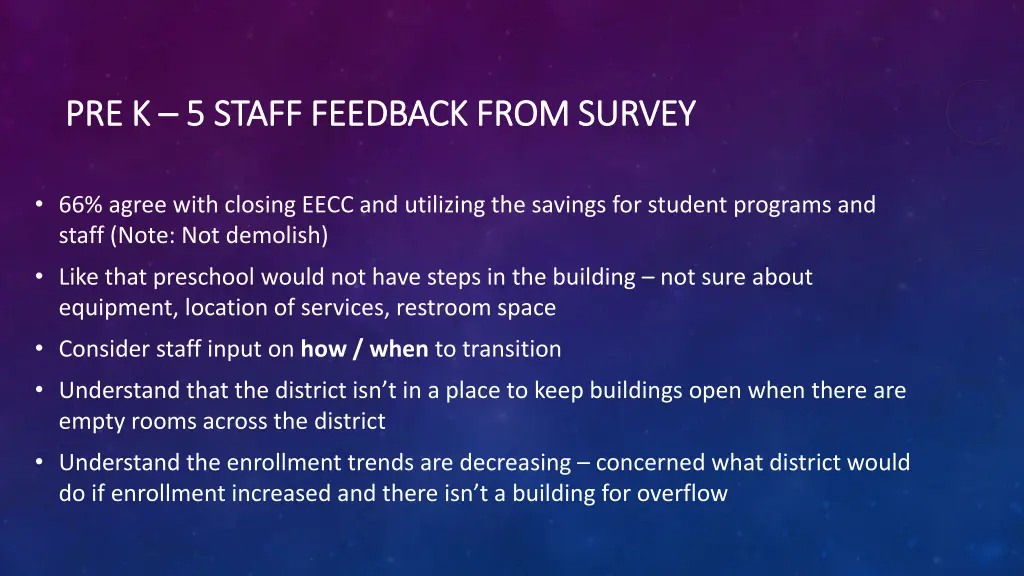 pre k pre k 5 staff feedback from survey 5 staff