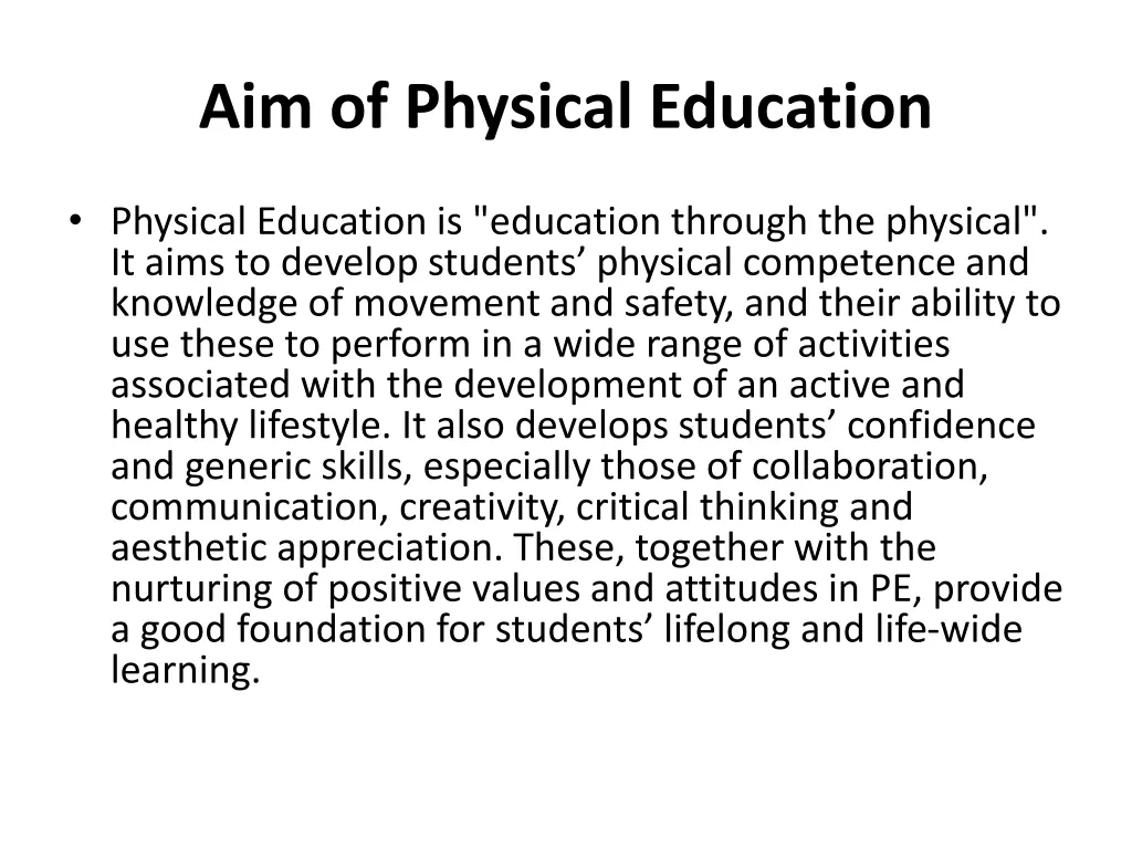 aim of physical education