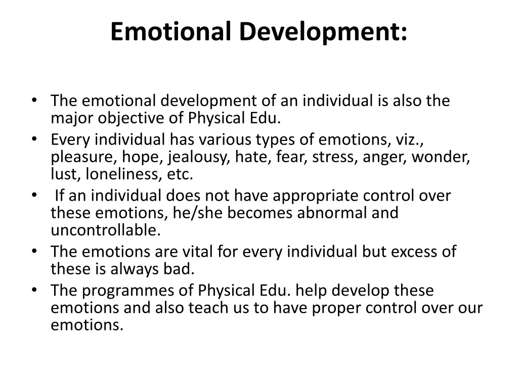 emotional development