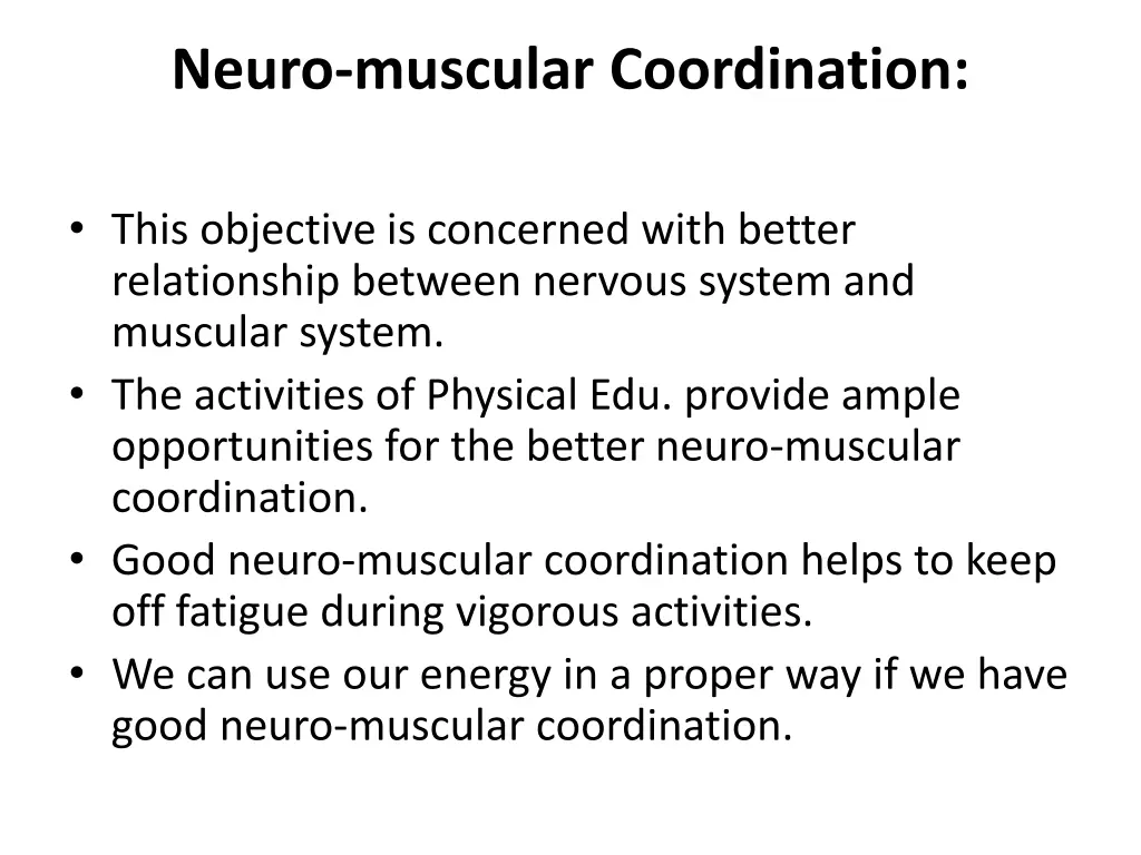 neuro muscular coordination