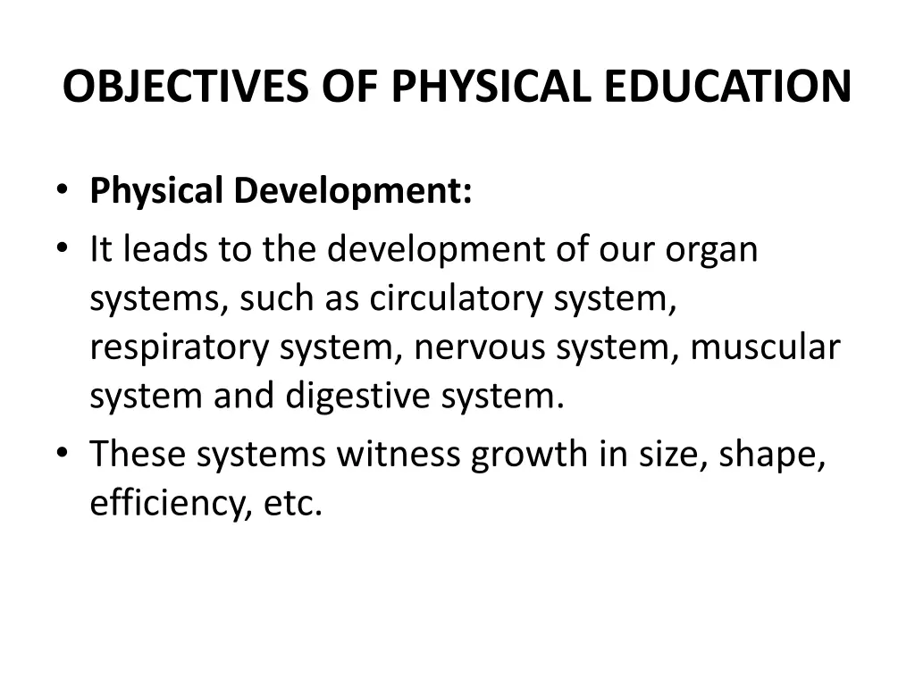 objectives of physical education