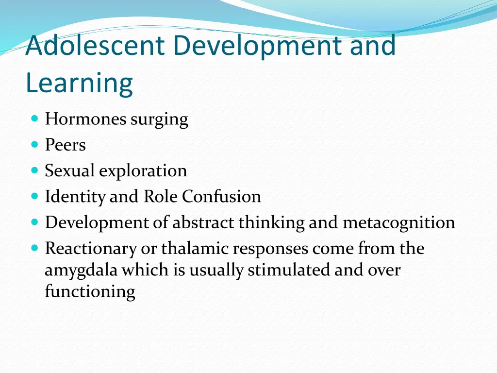 adolescent development and learning
