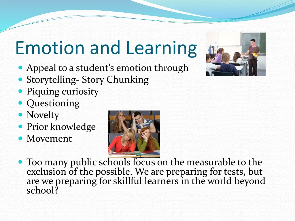 emotion and learning appeal to a student