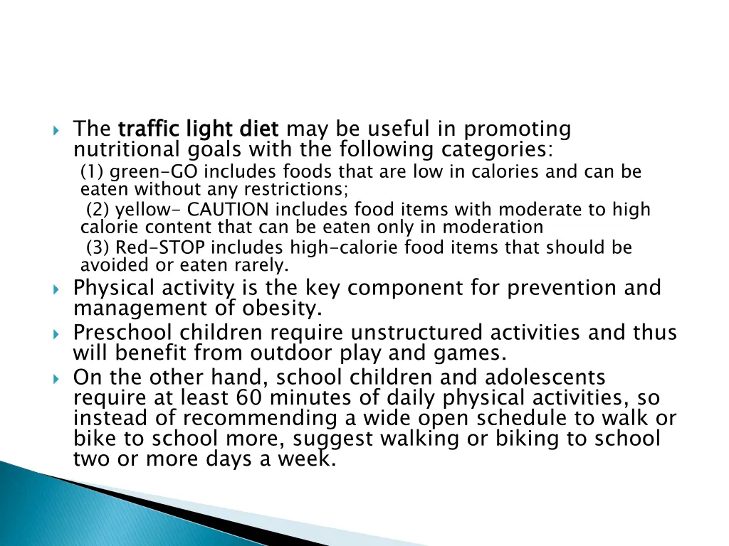 the traffic light diet nutritional goals with