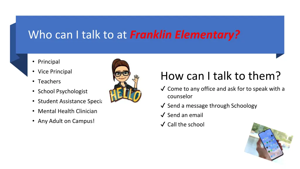 who can i talk to at franklin elementary