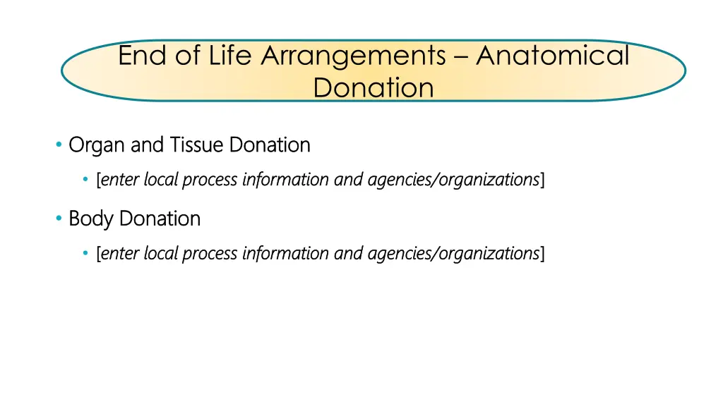 end of life arrangements anatomical donation