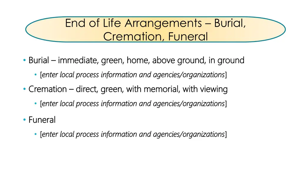 end of life arrangements burial cremation funeral