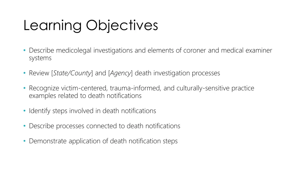 learning objectives