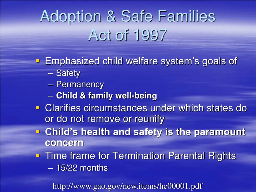 adoption safe families act of 1997
