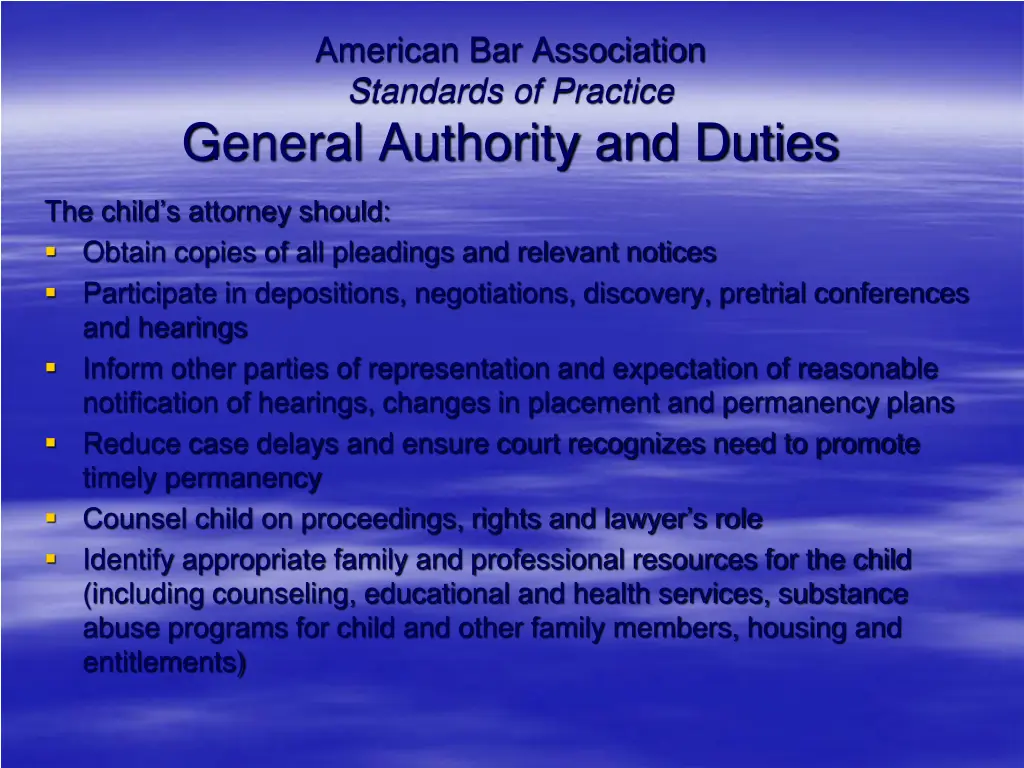 american bar association standards of practice 1