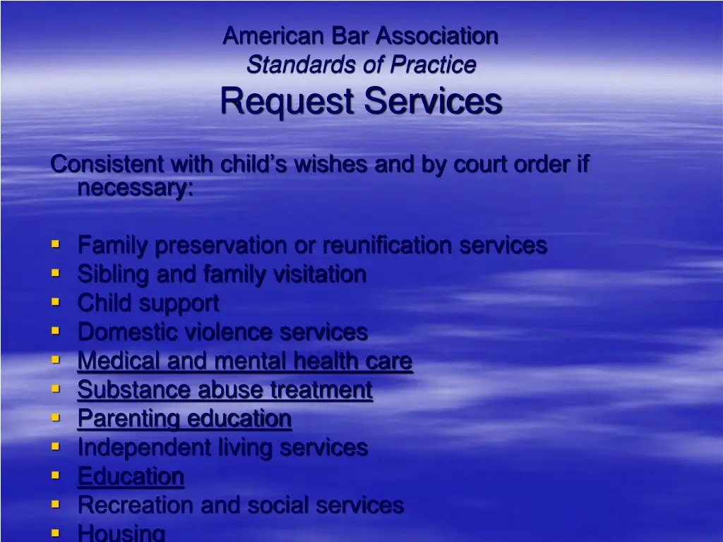 american bar association standards of practice 5