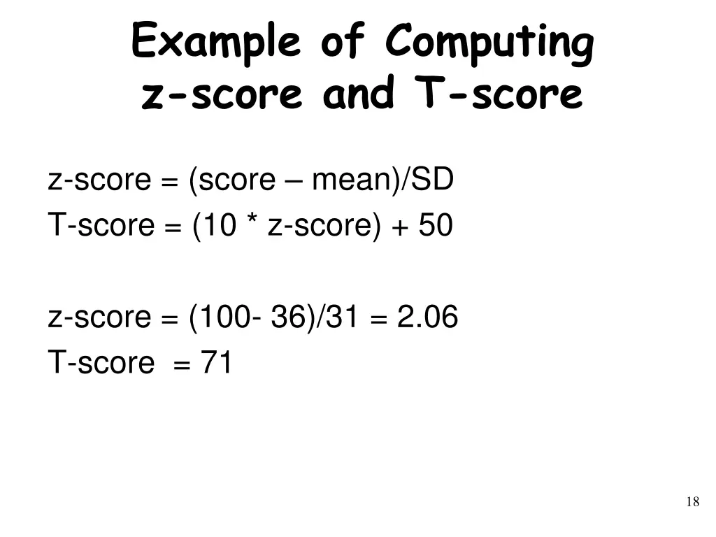 example of computing z score and t score