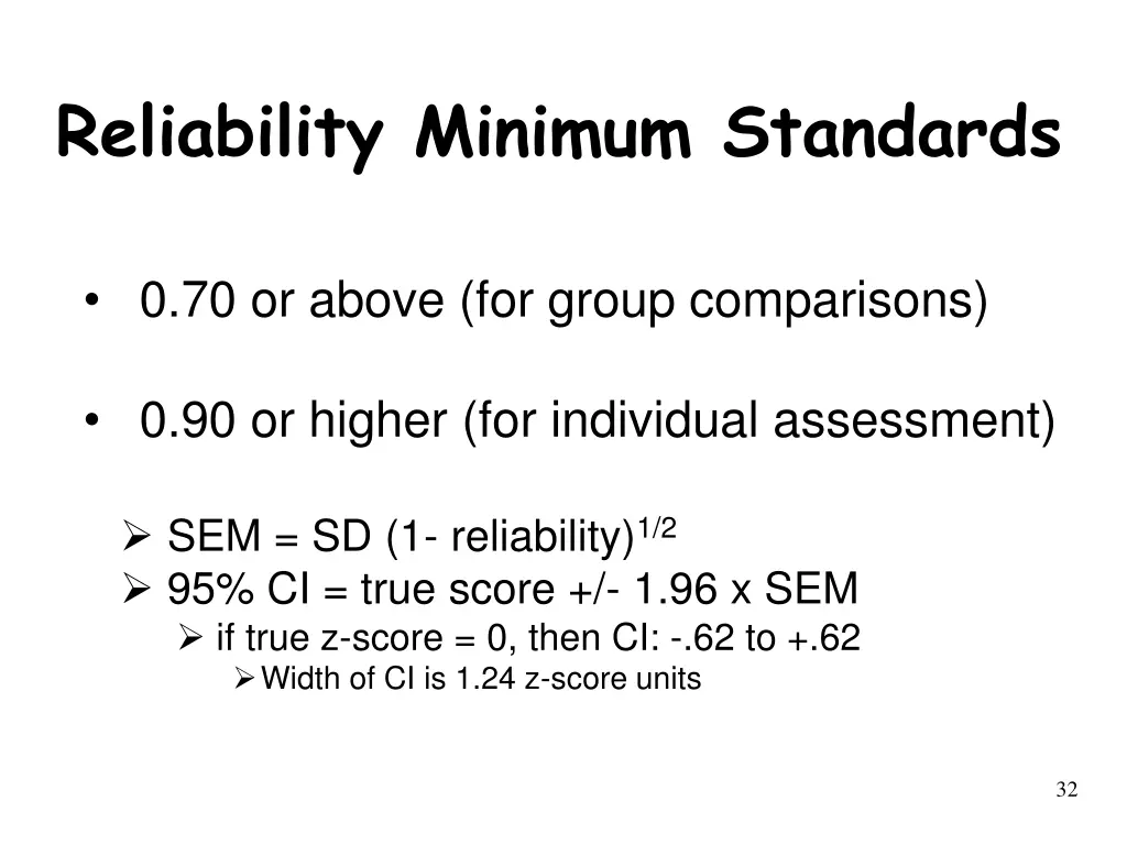 reliability minimum standards