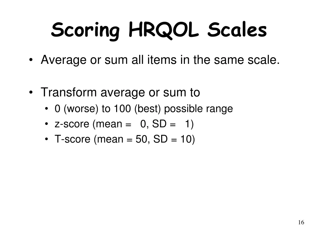 scoring hrqol scales