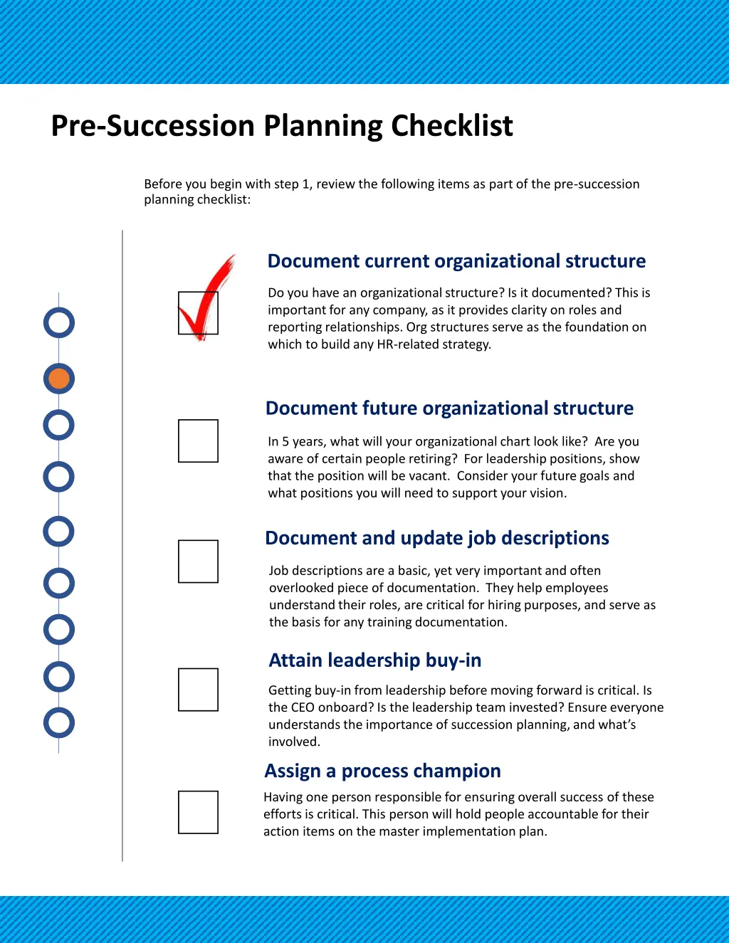 pre succession planning checklist