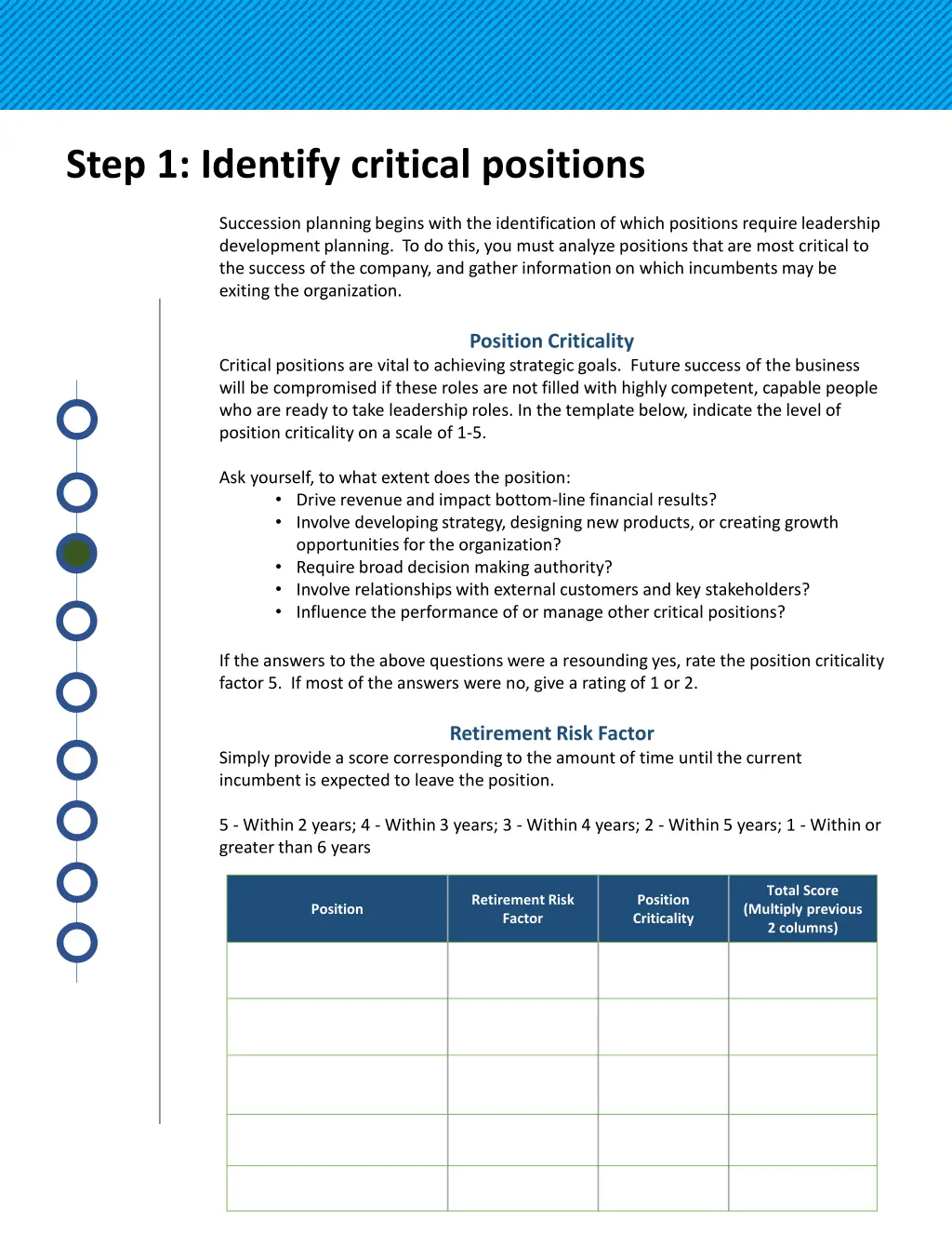 step 1 identify critical positions