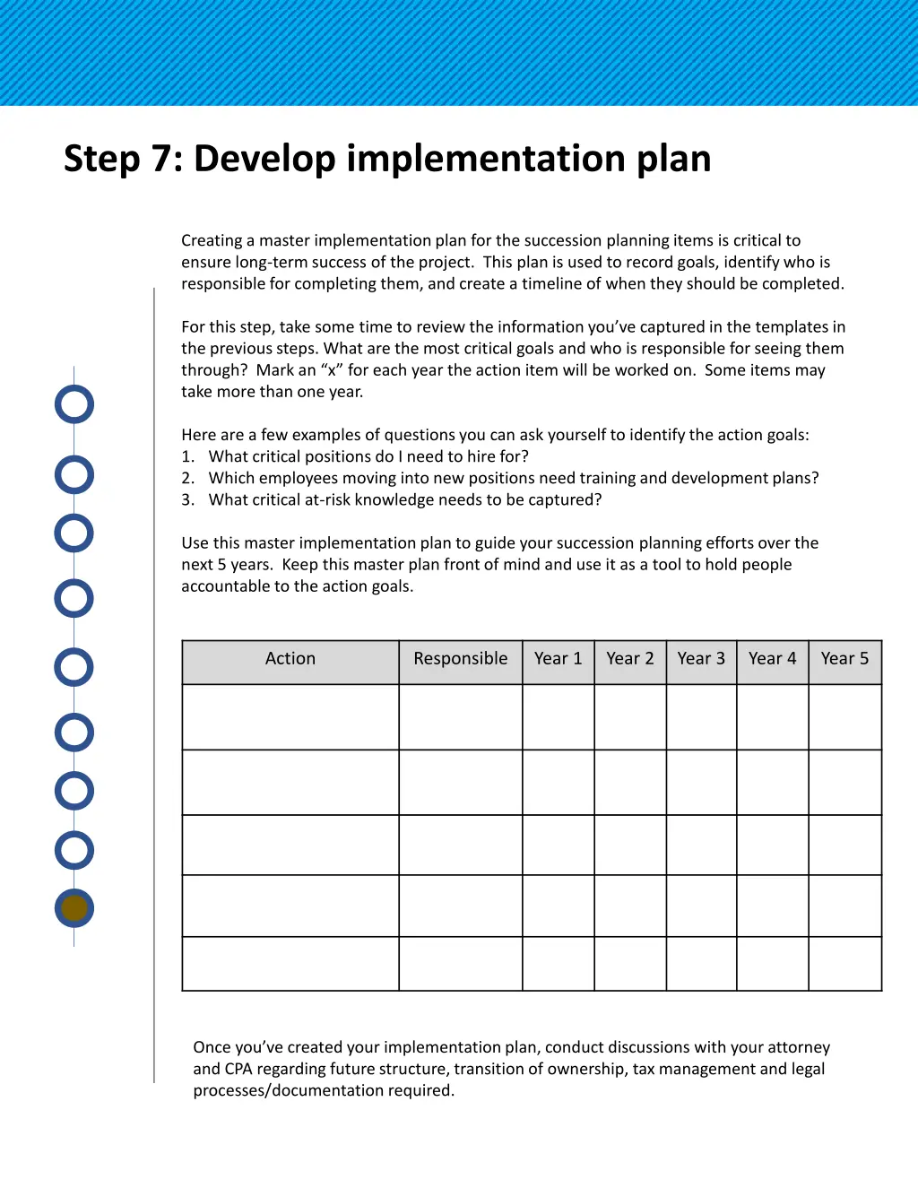 step 7 develop implementation plan