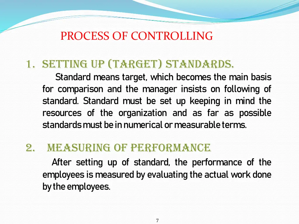 process of controlling