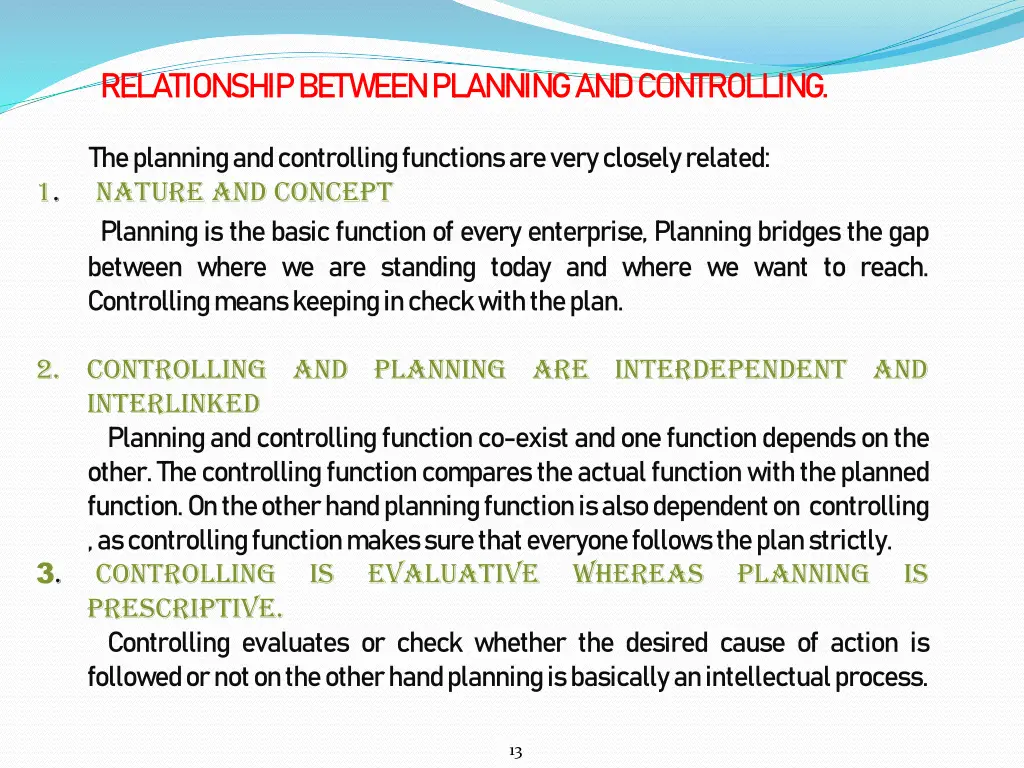 relationship between planning and controlling