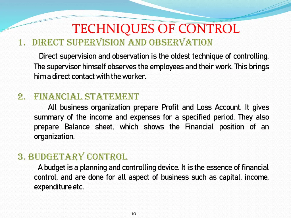 techniques of control 1 direct supervision