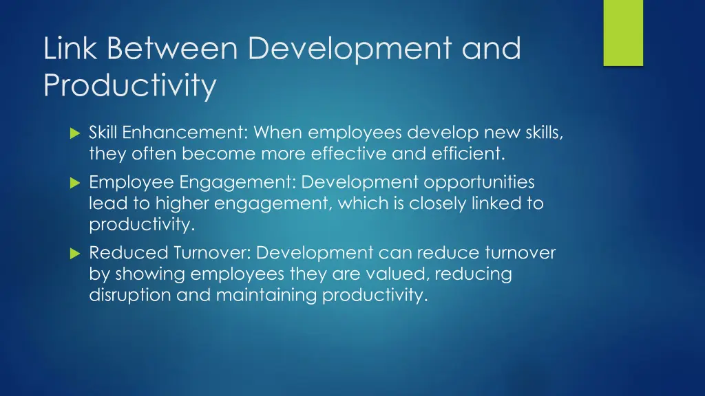 link between development and productivity
